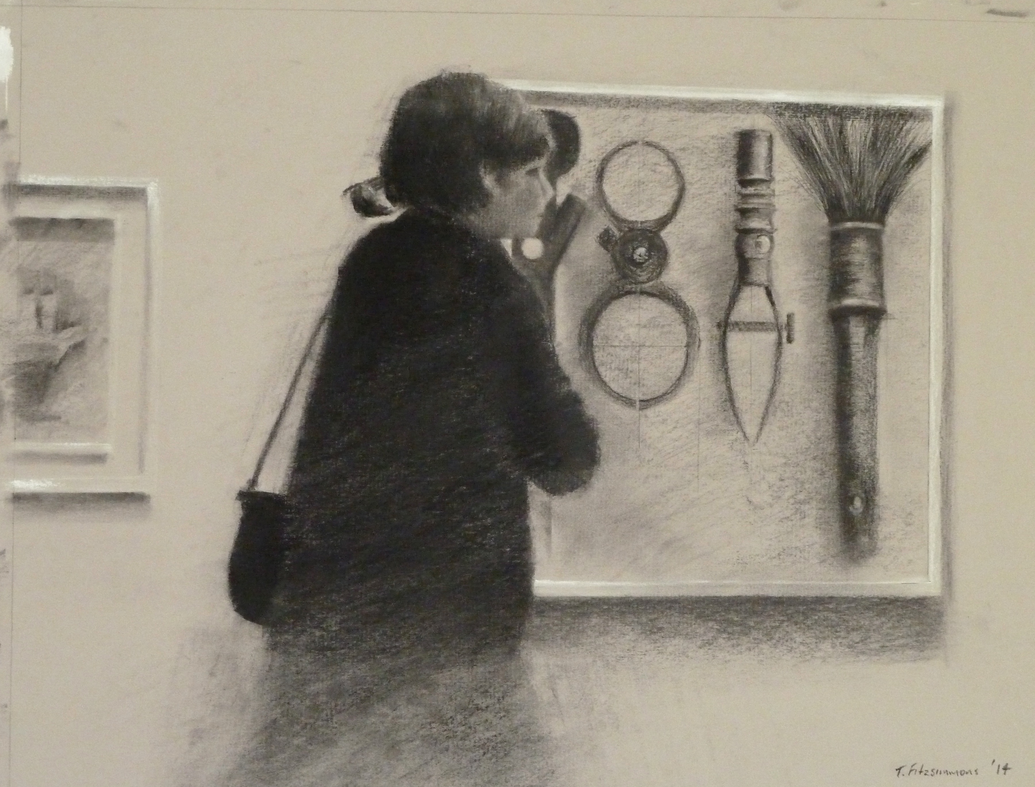 Brush with Fame, Charcoal on paper. Drawing by Tony Fitzsimmons, 2014.