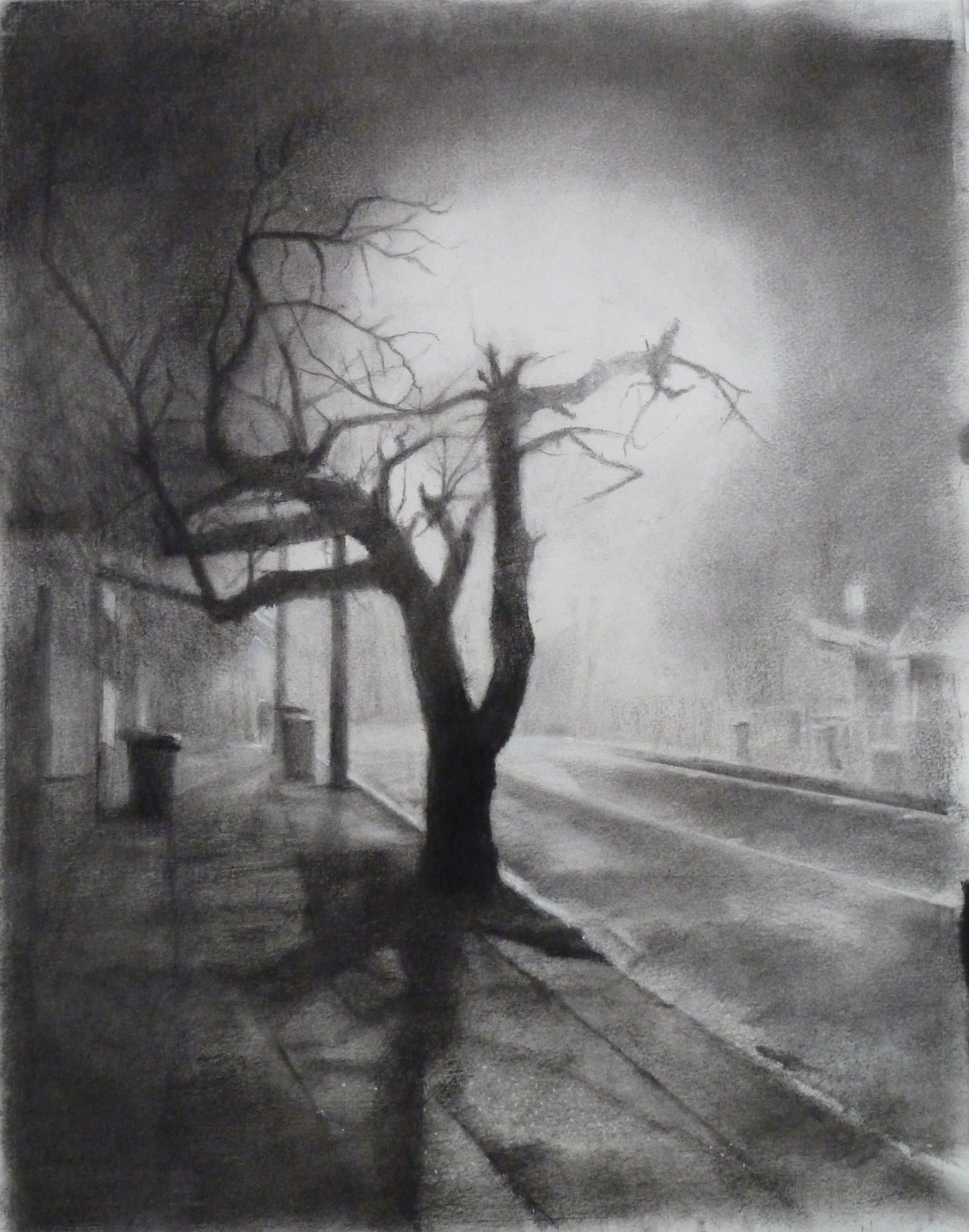 Katoomba Streetscape, Charcoal on paper. Drawing by Tony Fitzsimmons.
