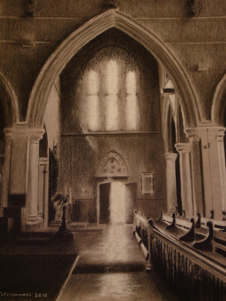 St James Interior Charcoal on paper, 40 x 29cm 2010
